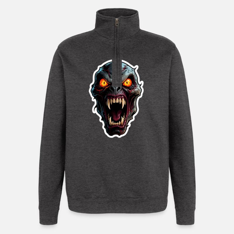 Furchterregendes Monster - Quarter-Zip-Sweatshirt - Anthrazit