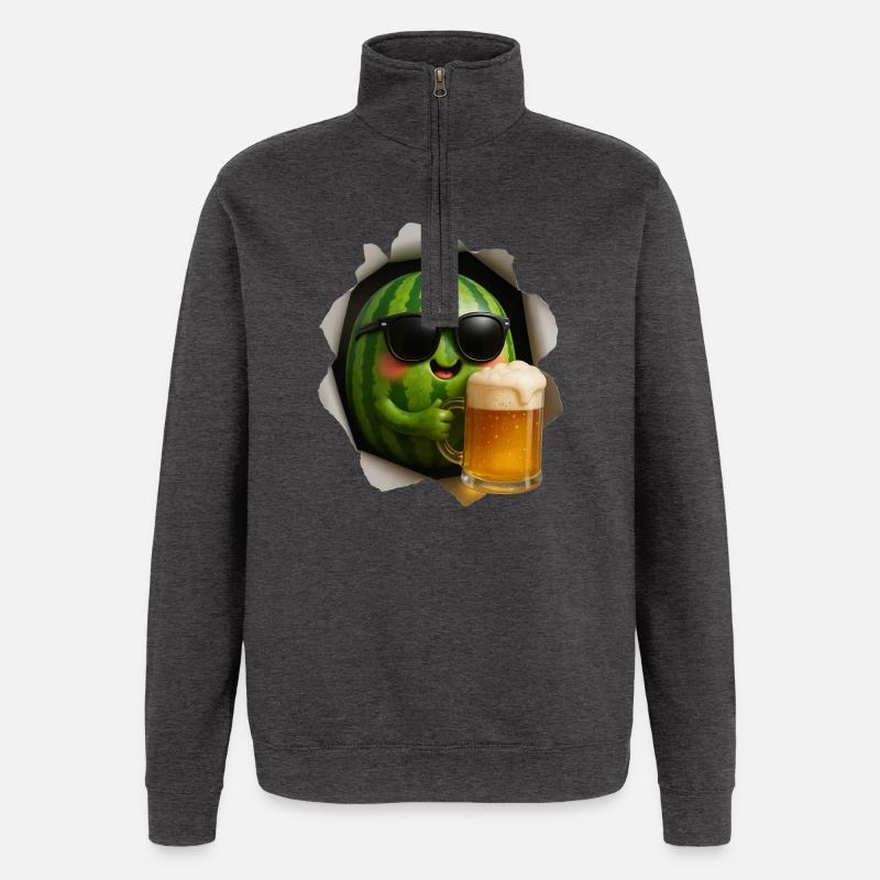 Bière pastèque - Sweat à zip 1/4 - charbon