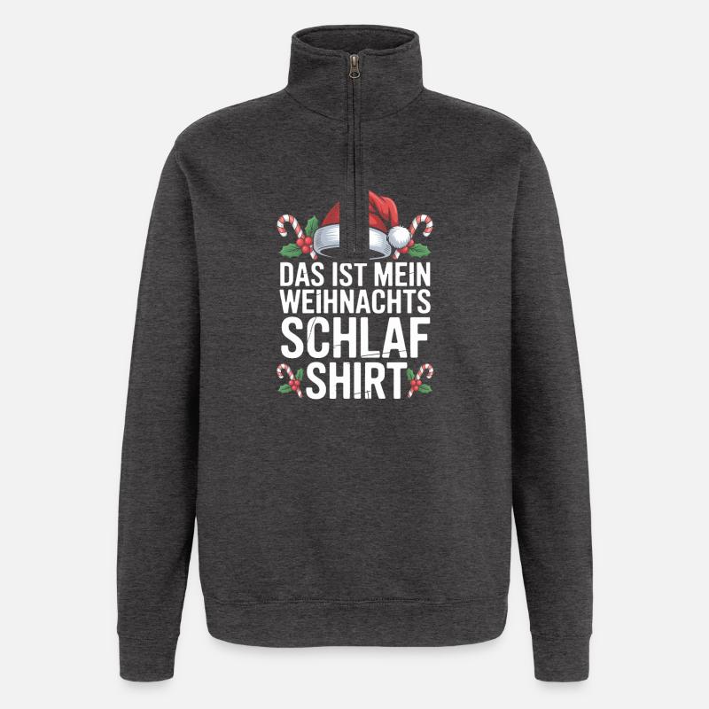 Weihnachts Schlafshirt Spruch - Quarter-Zip-Sweatshirt - Anthrazit