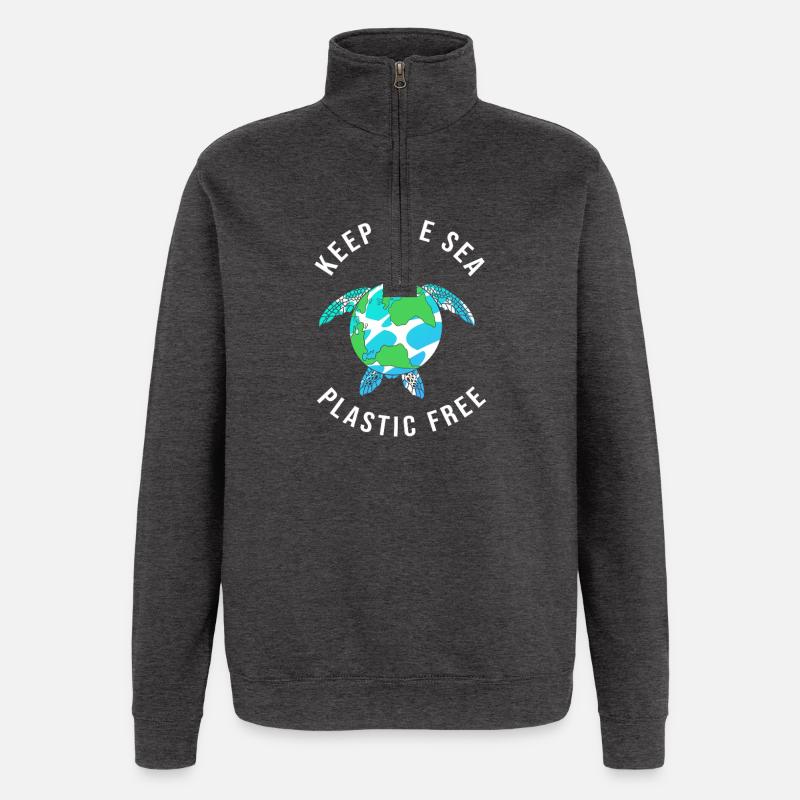Climate change Environment Environmental protection - Quarter-Zip Sweatshirt - charcoal grey