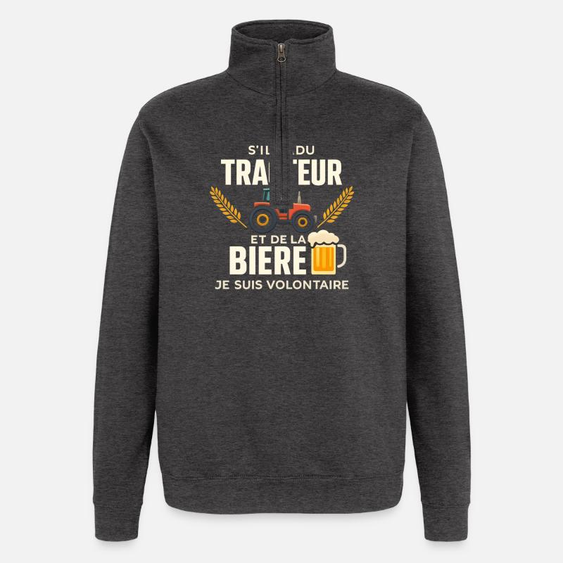 Traktor- und Bierfreiwilliger - Quarter-Zip-Sweatshirt - Anthrazit
