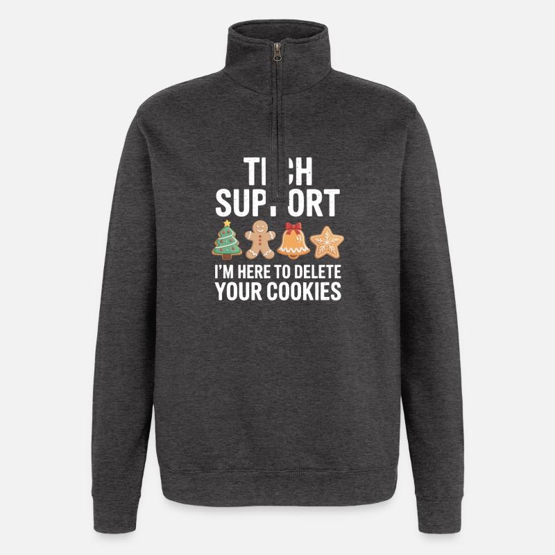 Tech Support Cookie Deletion - Quarter-Zip Sweatshirt - charcoal grey
