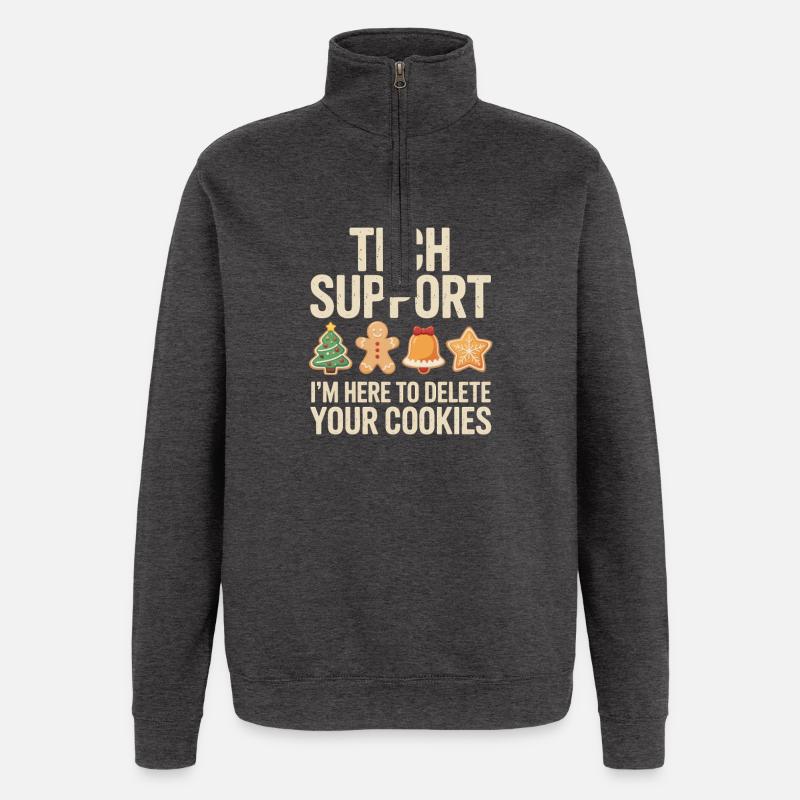 Tech Support Cookies Tee - Quarter-Zip-Sweatshirt - Anthrazit