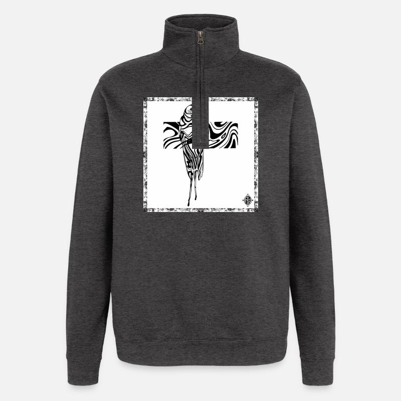 Perroquet abstrait en croix fluide - Sweat à zip 1/4 - charbon
