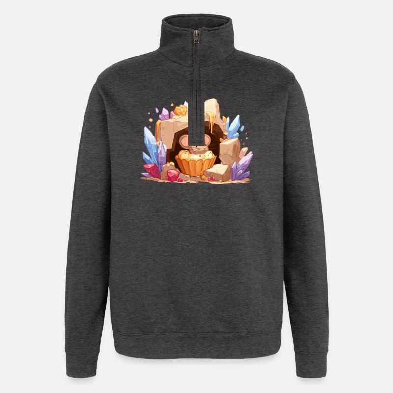Crystal Cave Mouse Cake - Quarter-Zip Sweatshirt - charcoal grey