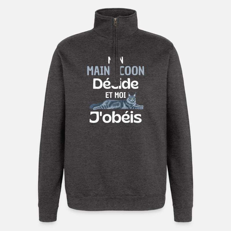 Maine Coon Command You Obey - Quarter-Zip Sweatshirt - charcoal grey