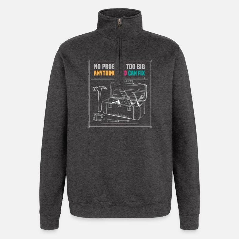 Dad Fix It Toolbox Grafik  - Quarter-Zip-Sweatshirt - Anthrazit