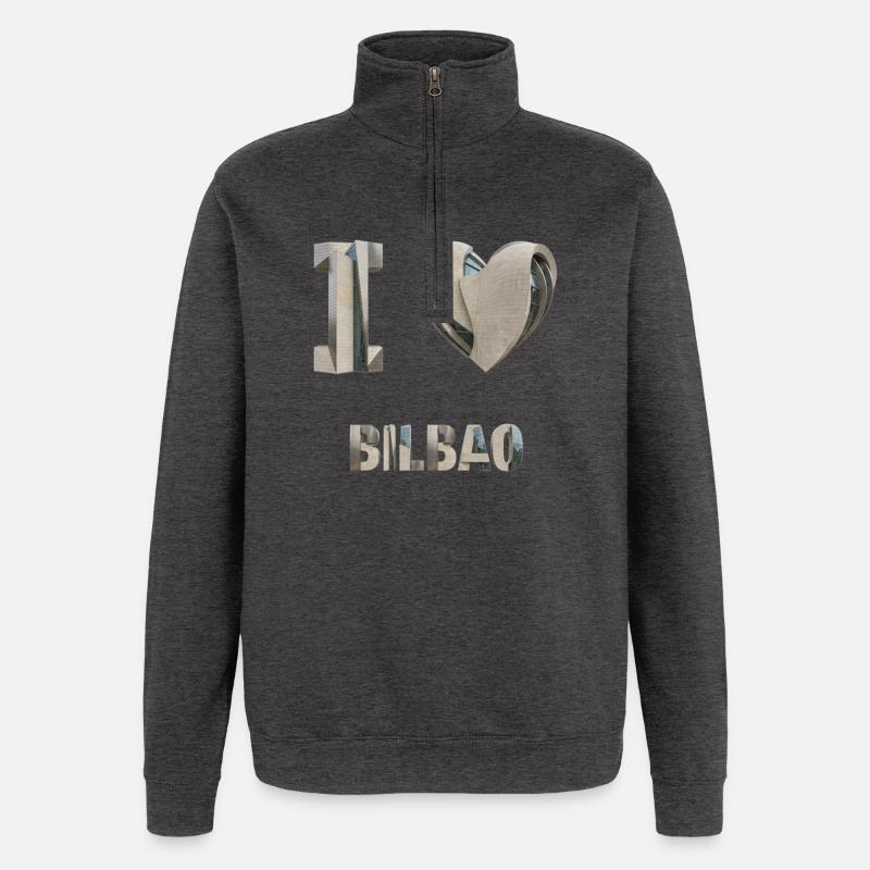 J’adore Bilbao – Design architectural moderne - Sweat à zip 1/4 - charbon