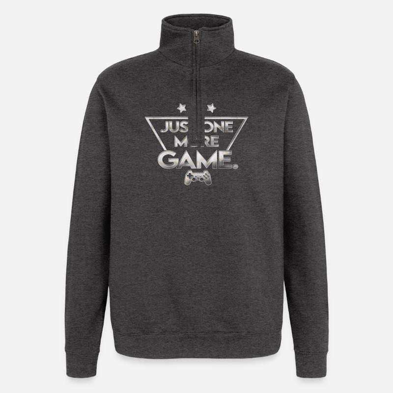 Just_one_more_game_ _silber_muster_ - Sweat à zip 1/4 - charbon