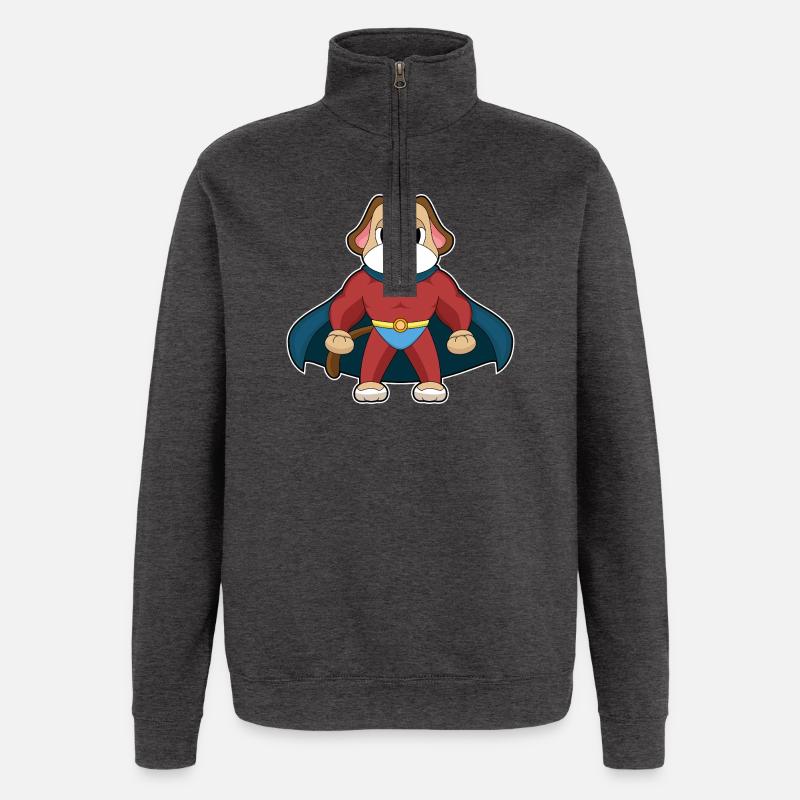 Cape de super-héros chien - Sweat à zip 1/4 - charbon