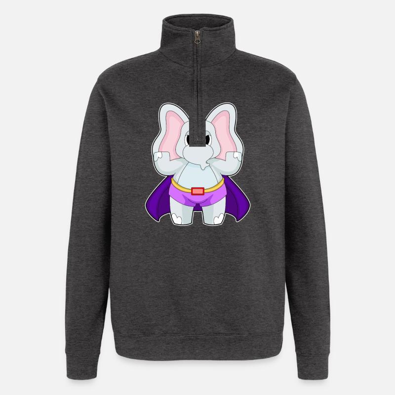 Elefant Superheld Umhang - Quarter-Zip-Sweatshirt - Anthrazit