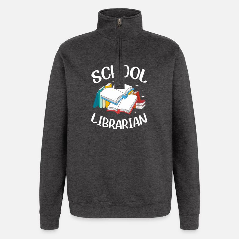 Reading Library Bookworm - Quarter-Zip Sweatshirt - charcoal grey