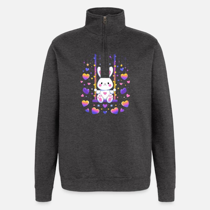 Hasen-Swing mit Herzen - Quarter-Zip-Sweatshirt - Anthrazit