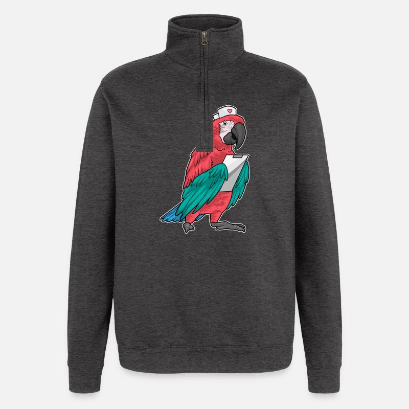 Papagei Krankenschwester Klemmbrett - Quarter-Zip-Sweatshirt - Anthrazit
