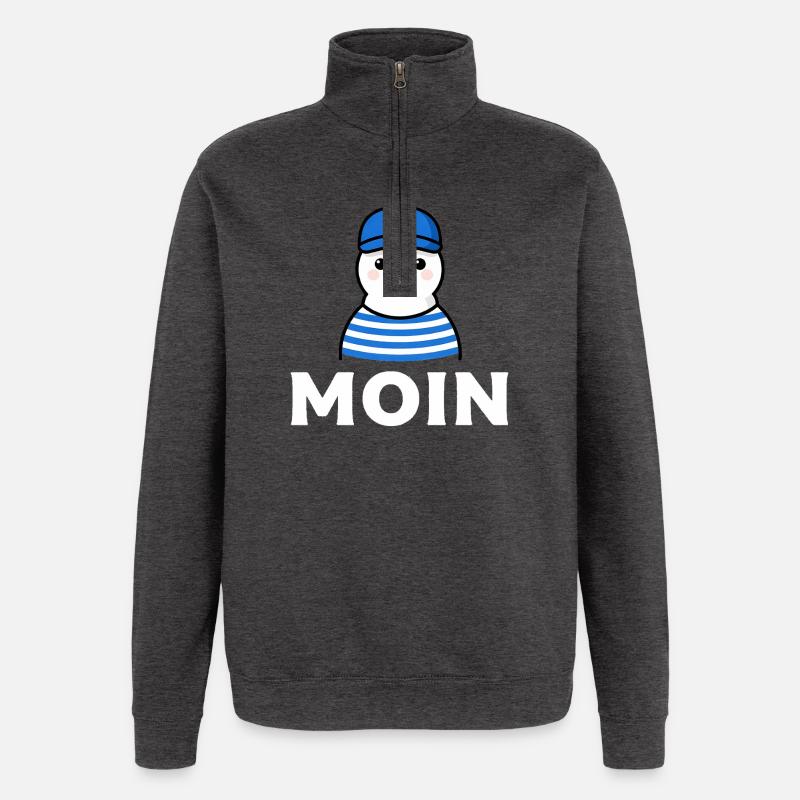 Moin Möwe im Sailor-Stil - Quarter-Zip-Sweatshirt - Anthrazit