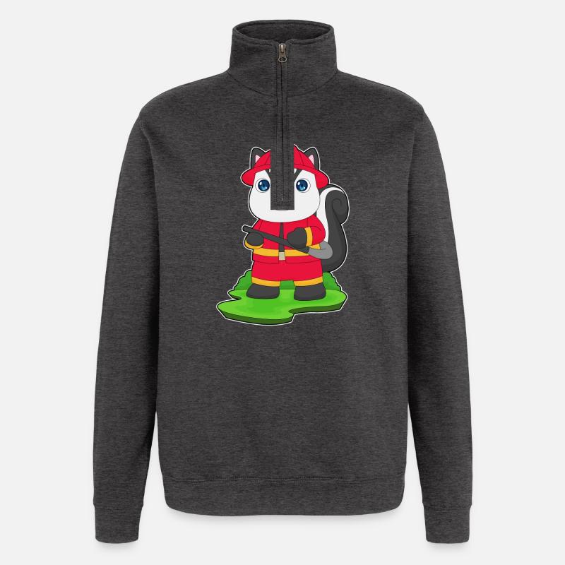 Skunk Firefighter Fire Hose - Quarter-Zip Sweatshirt - charcoal grey