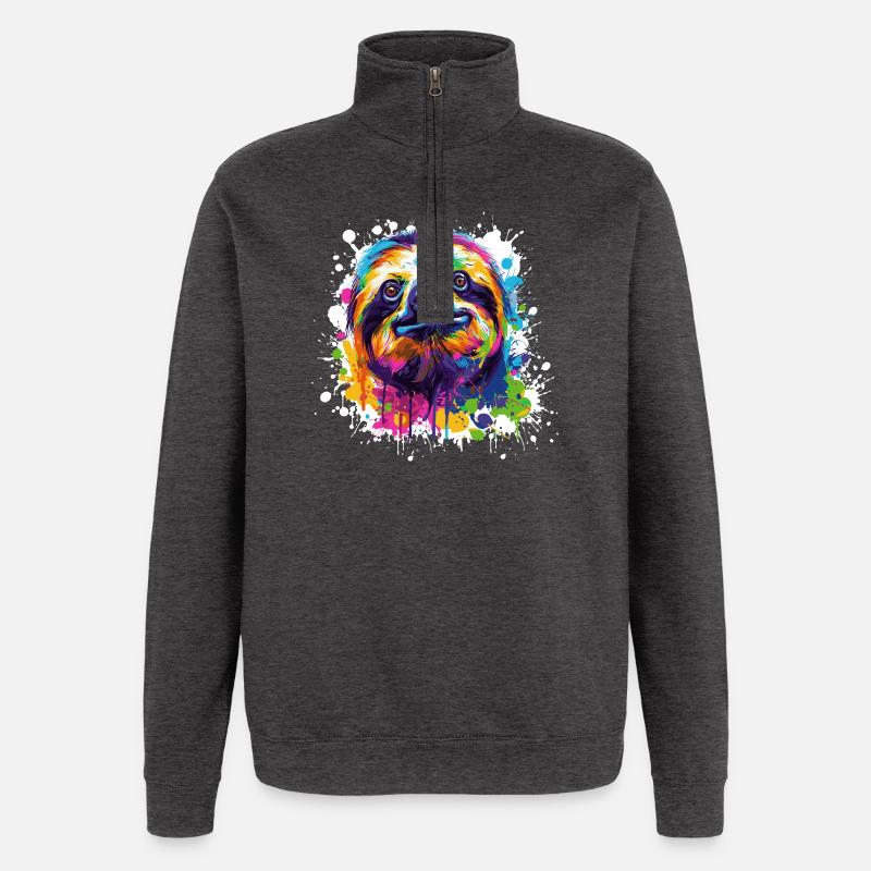 Farbexplosion Faultier Sloth - Quarter-Zip-Sweatshirt - Anthrazit