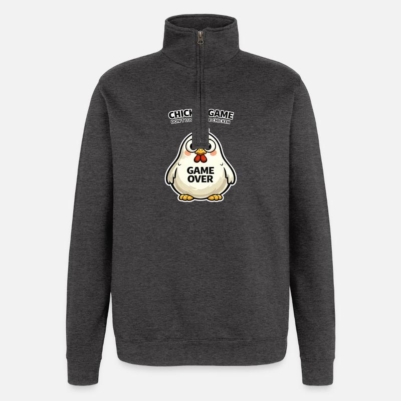 Mème du Jeu du Poulet - Sweat à zip 1/4 - charbon