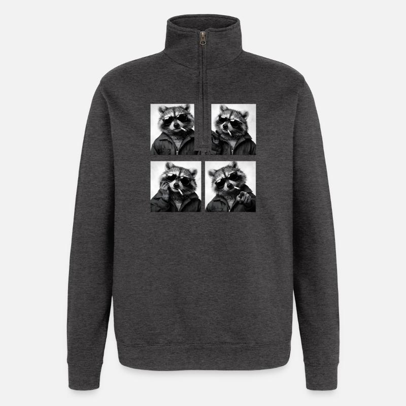 Waschbär Noir Vierfach: Sonnenbrille Zigarette - Quarter-Zip-Sweatshirt - Anthrazit