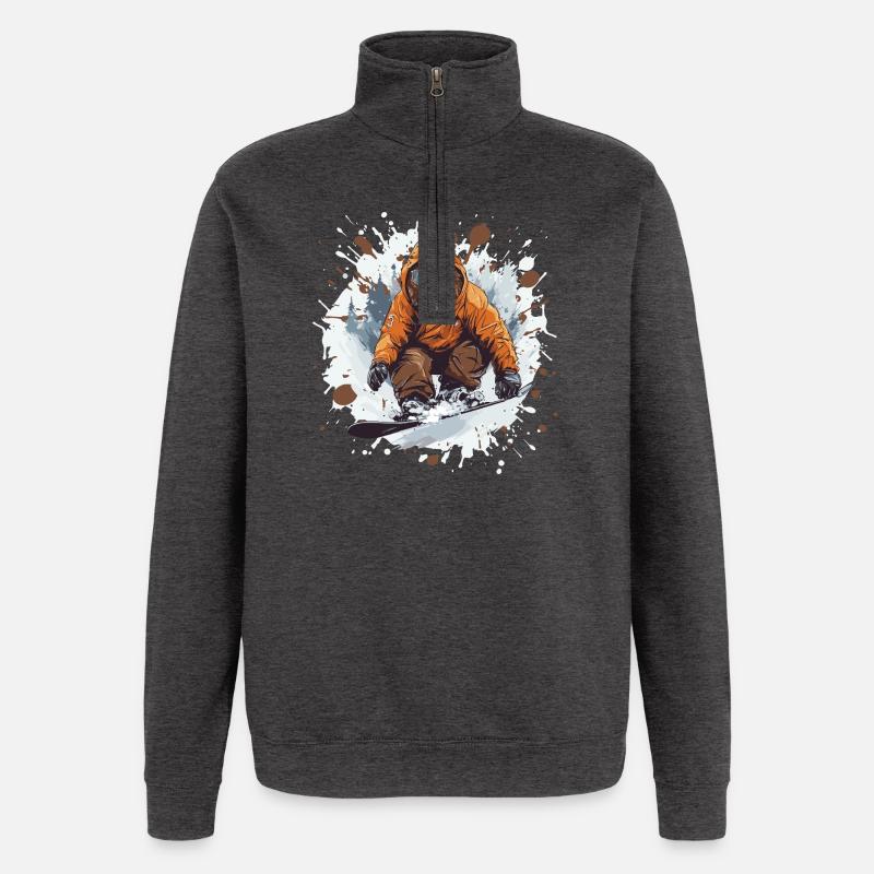 Bear Snowboard - Quarter-Zip Sweatshirt - charcoal grey