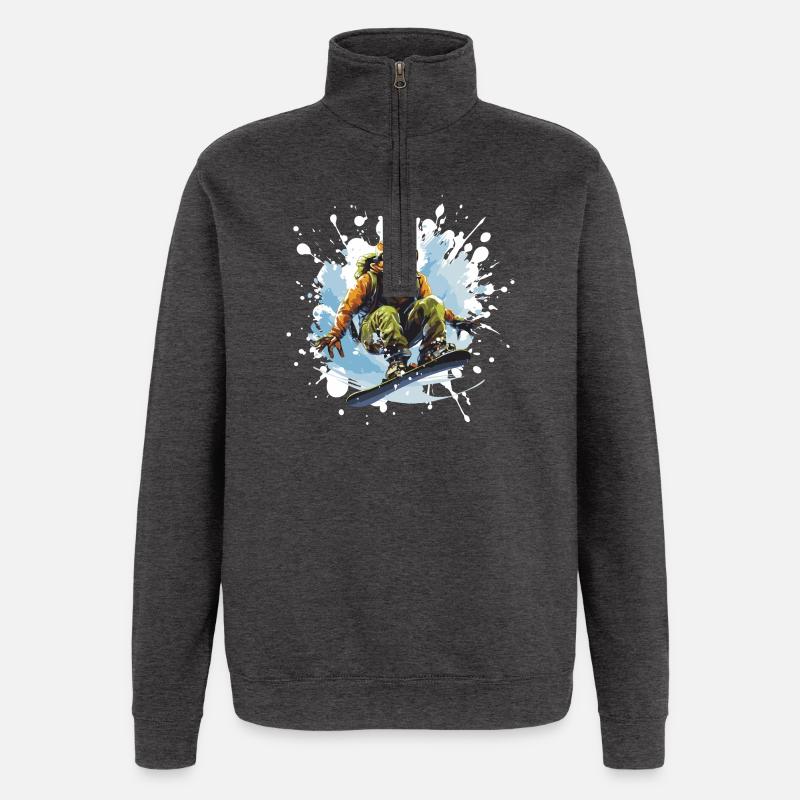 Frog Snowboard - Quarter-Zip Sweatshirt - charcoal grey