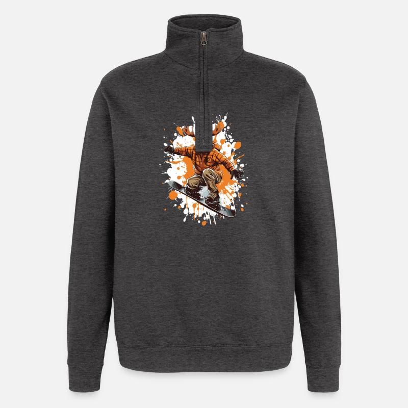 Elch Snowboard - Quarter-Zip-Sweatshirt - Anthrazit