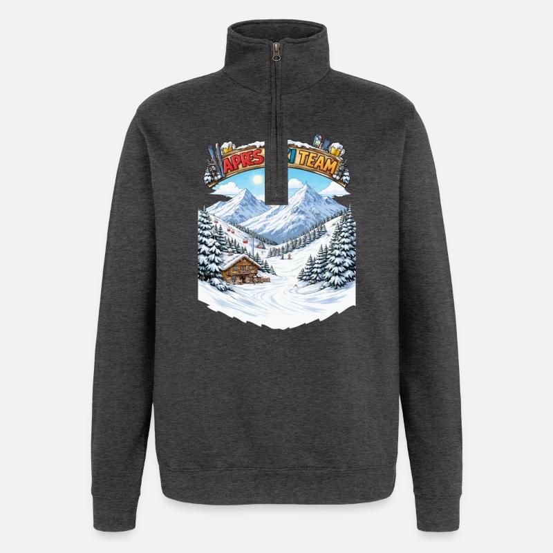 Après Ski Team Bergpanorama - Quarter-Zip-Sweatshirt - Anthrazit