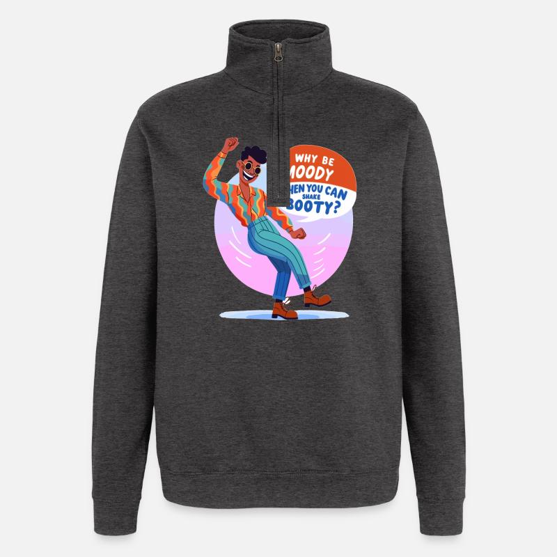 Disco boogie: Why gloomy mood? - Quarter-Zip Sweatshirt - charcoal grey