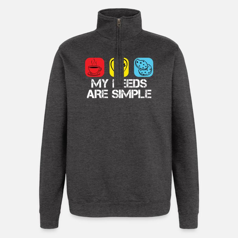 Café, chats et biscuits - Sweat à zip 1/4 - charbon