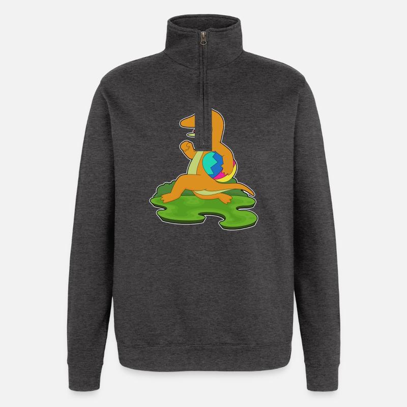 Lizard Easter Easter Egg - Quarter-Zip Sweatshirt - charcoal grey