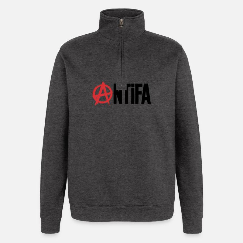 Anarchy Antifa - Antifascists Tee - Quarter-Zip Sweatshirt - charcoal grey