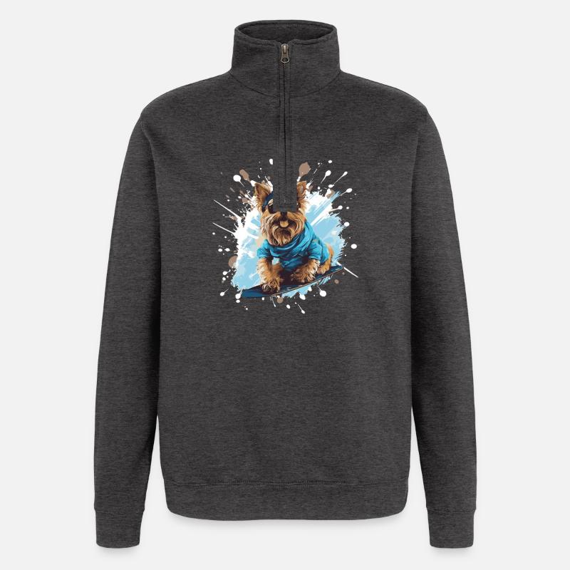 Yorkshire Terrier Hund Snowboard - Quarter-Zip-Sweatshirt - Anthrazit