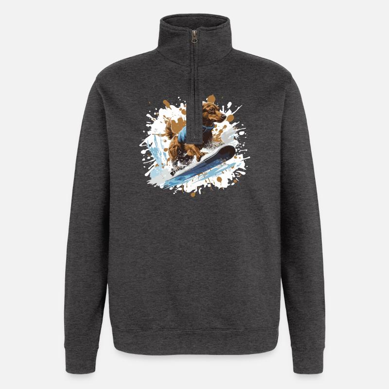 Teckel Teckel Teckel Snowboard - Sweat à zip 1/4 - charbon