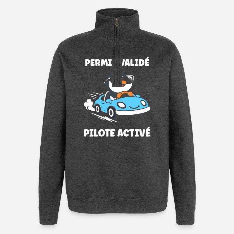 Führerschein-Humor - Quarter-Zip-Sweatshirt - Anthrazit