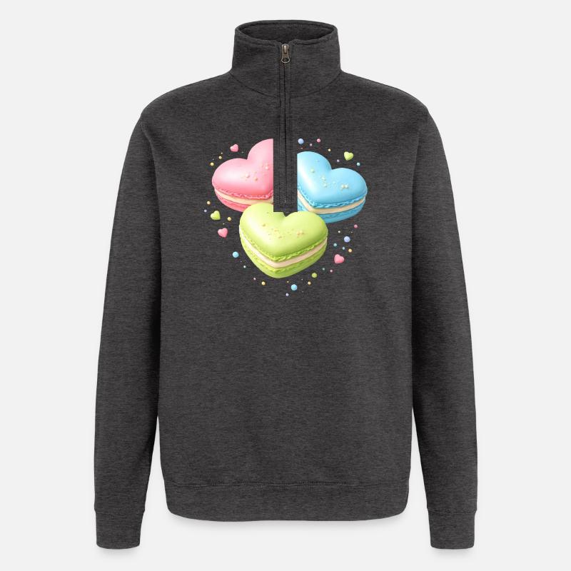 Macarons in Heart Shape Pastel Gift - Quarter-Zip Sweatshirt - charcoal grey