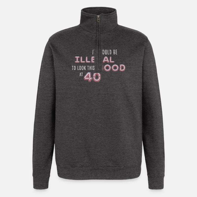 Illegal appearance with 40 neon - Quarter-Zip Sweatshirt - charcoal grey