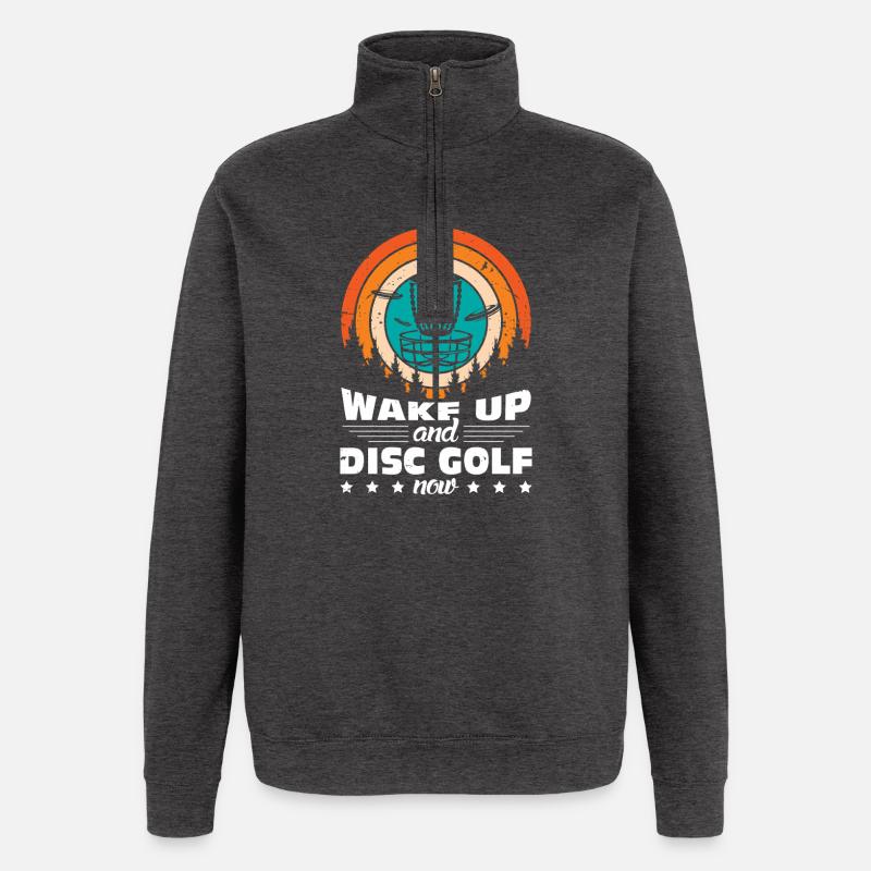 Cadeaux de disc golf Disc Golf - Sweat à zip 1/4 - charbon