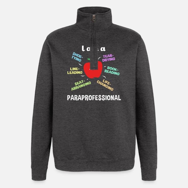Assistante enseignante paraprofessionnelle paraéducatrice - Sweat à zip 1/4 - charbon
