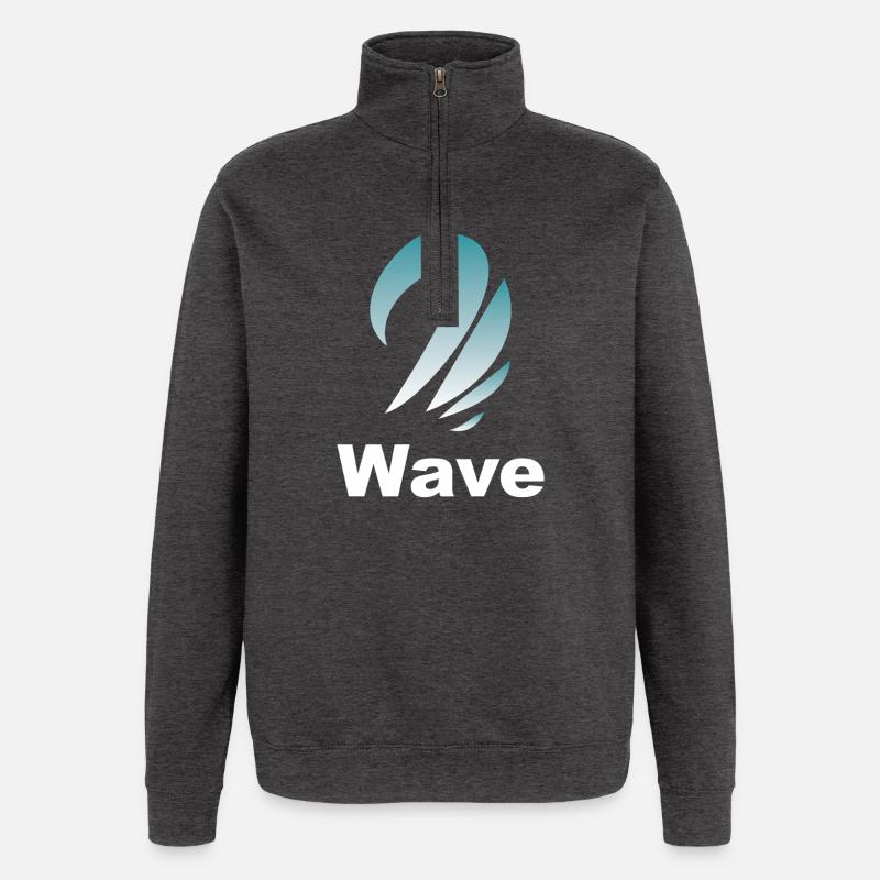 Wave Gradient Logo Design - Quarter-Zip Sweatshirt - charcoal grey
