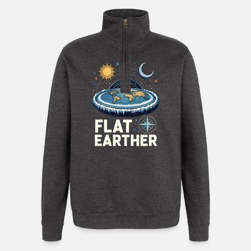 Partisans de la Terre plate - Sweat à zip 1/4 - charbon