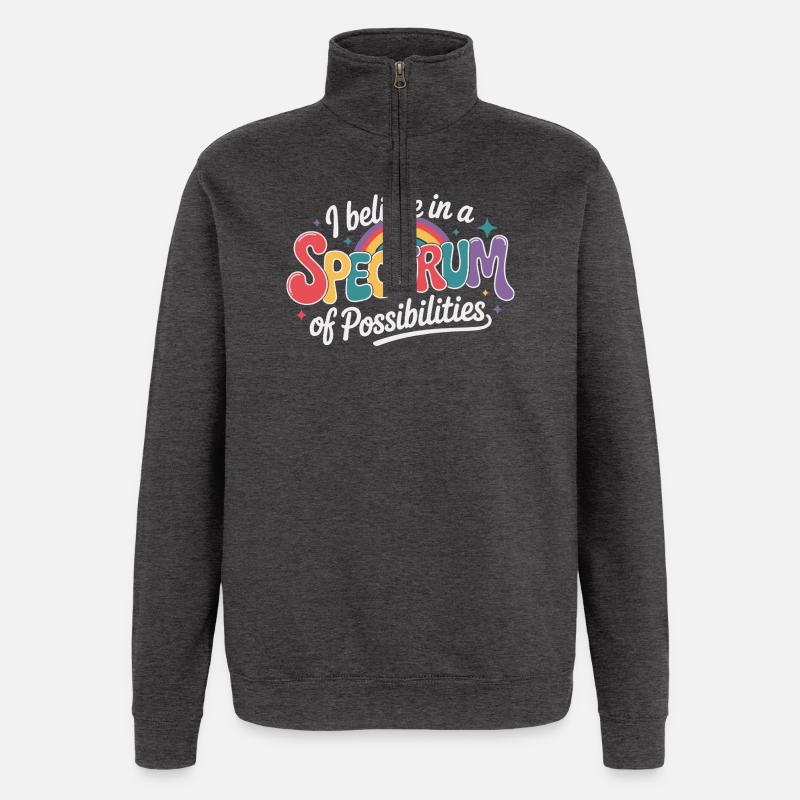 Autism Awareness Support rainbow - Quarter-Zip Sweatshirt - charcoal grey