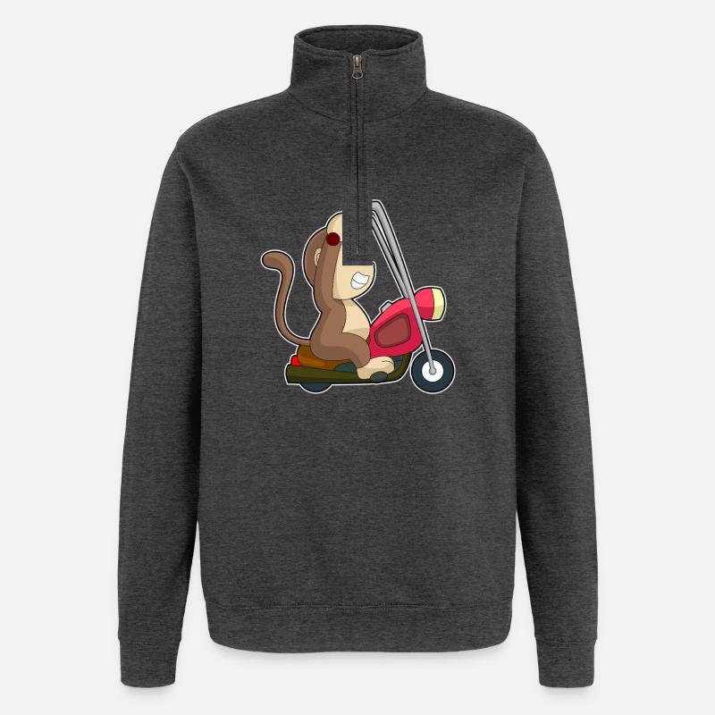Monkey Motorcycle - Quarter-Zip Sweatshirt - charcoal grey