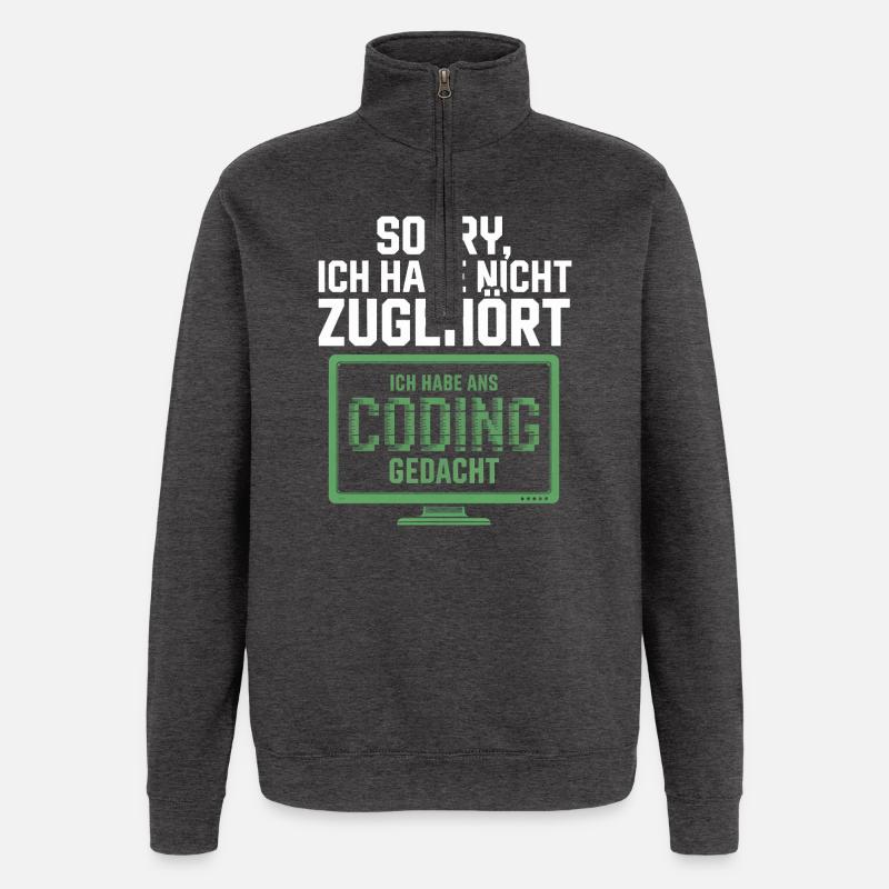 Sorry, I thought coding - Quarter-Zip Sweatshirt - charcoal grey