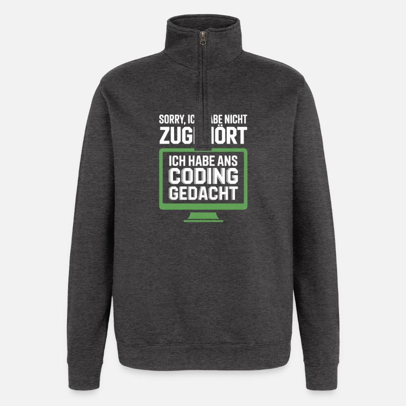 Coding Thinking instead of belonging - Quarter-Zip Sweatshirt - charcoal grey