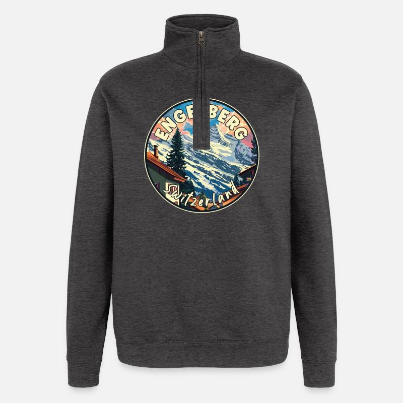 Découvrez Alpine Engelberg en Suisse - Sweat à zip 1/4 - charbon