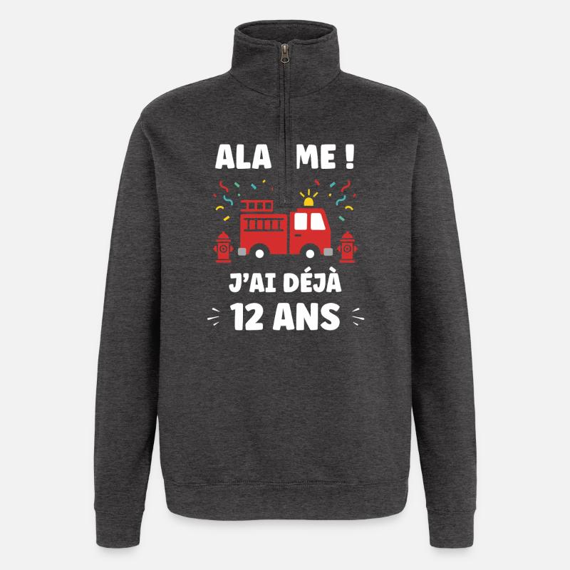 Alarme Pompier Déjà 12 Ans - Sweat à zip 1/4 - charbon