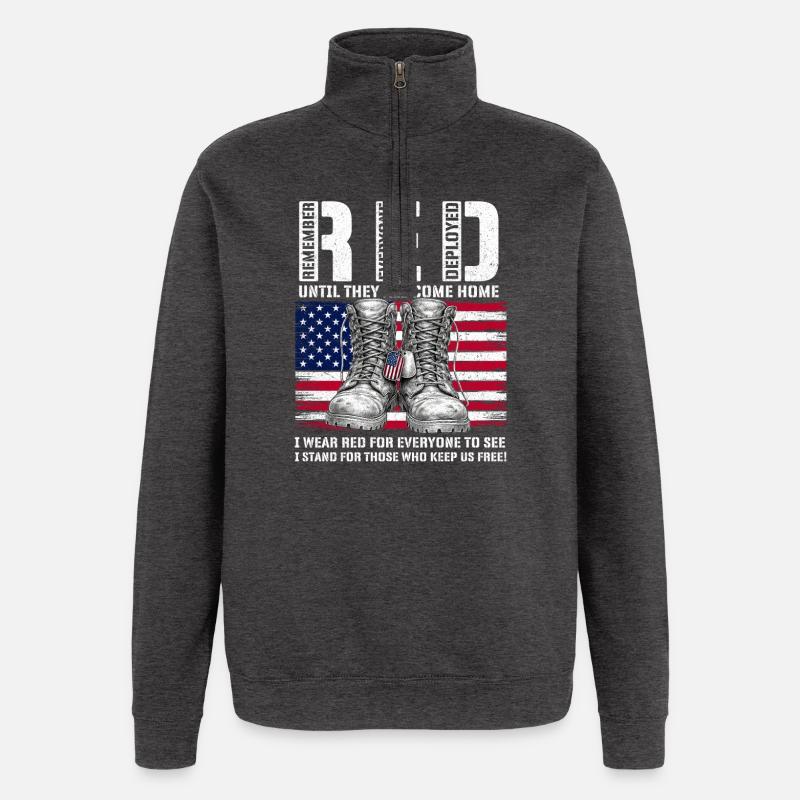 RED Friday Remember Everyone Deployed Home - Quarter-Zip-Sweatshirt - Anthrazit