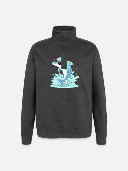 Delfin-Sommer-Pinkbrille - Quarter-Zip-Sweatshirt - Anthrazit