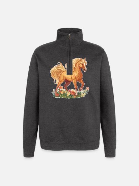 Hest - Sweatshirt med 1/4 lynlås - charcoal