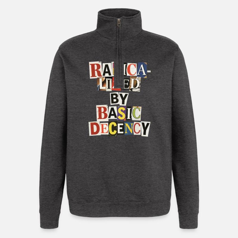 Radicalized by Decency Collage - Quarter-Zip Sweatshirt - charcoal grey